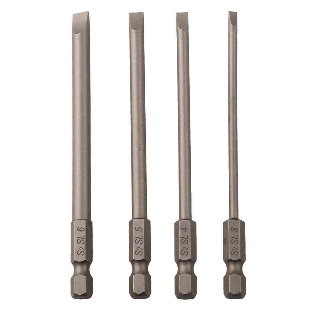 4 Stück 100 mm Lange Schraubendreher-Bits Set Für Torx Sechskant Kreuz Schlitzspitze 1/4 Zoll Sechskant Elektro-Schraubendreher-Bits