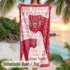 Pink Daisy Floral Card Theme Quick Dry Beach Towel Custom Name Text Print Large Sand Resistant Towel Beach Vacation