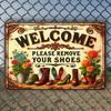 Vintage Metal Sign Remove Shoes 20x30cm Entryway Door Decor