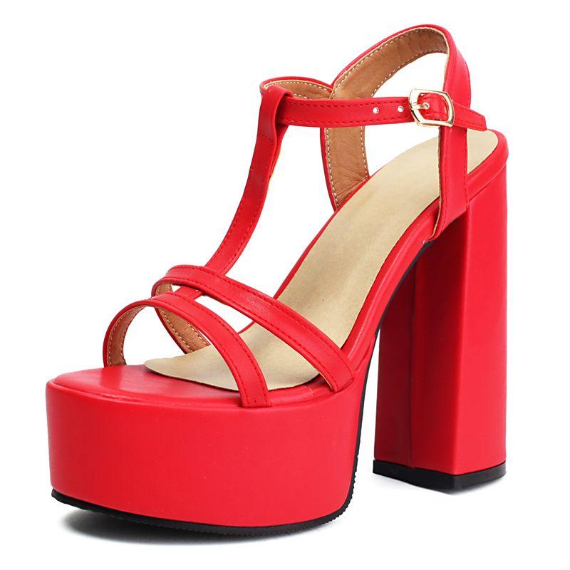2025 Sexy Women Sandals Round Toe Ultrahigh Heel 14cm Platform Hill 4.5cm Buckle Strap Big Size 41 42 43 Dating Shoes