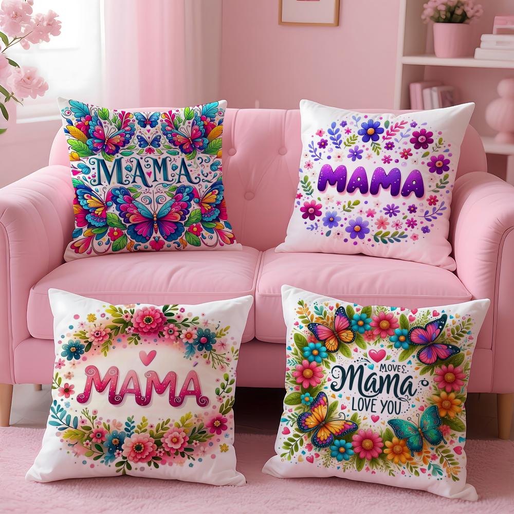 MaMa Cushion Cover Comfort Sofa Bed Silky Elegant Invisible Zipper Decorative Holiday Gifts