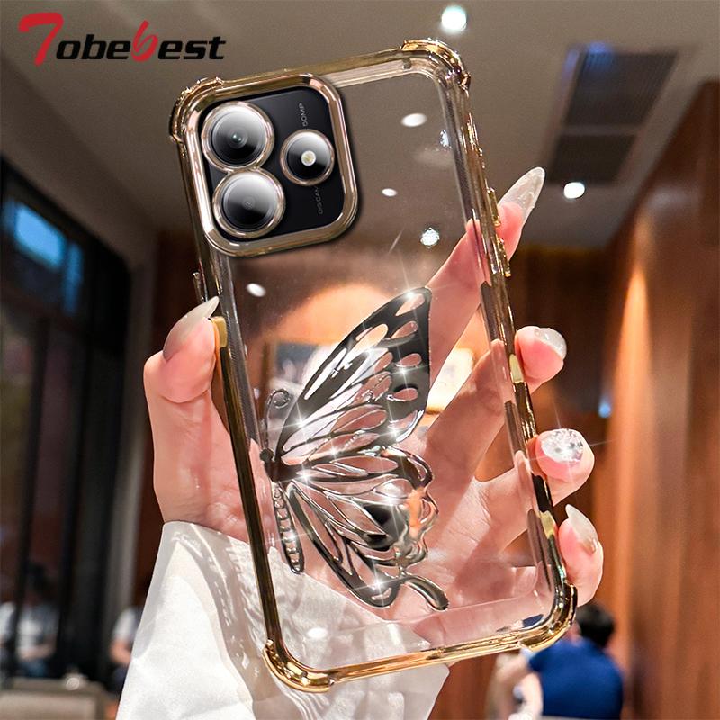 Laserfjäril Stötsäker Glittrande Pläterad Fodral för Xiaomi Redmi Note 15 15C 14 14C 13 13C 12 11 Pro Plus 4G 5G Skydd