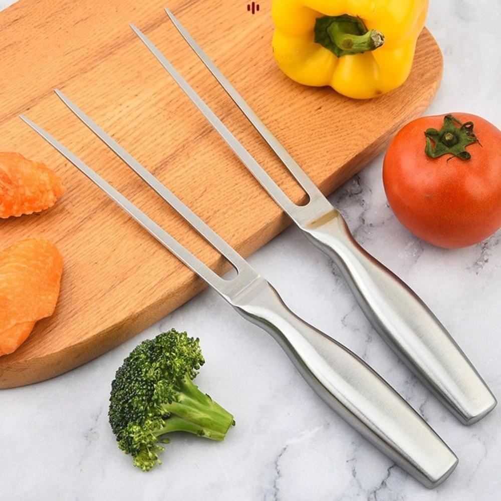 Stainless Steel Meat Cooking Fork 2-Fork Grill Skewers Kitchen Accessory Barbecue Tool  Kitchen