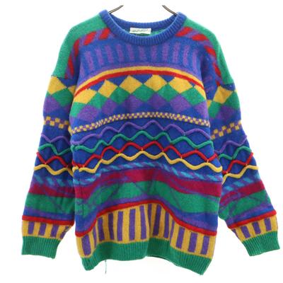 Zie Zae DESIGNER KNITWEAR 90s Old 3D Long Sleeve Sweater M Blue Knit Men's Used