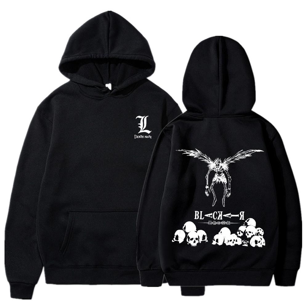 Death Note Anime Hoodies for Men and Women Ryuuku Skull Print Y2k Sportswear Gothic Harajuku Manga Hoodies Hip Hop Warmth