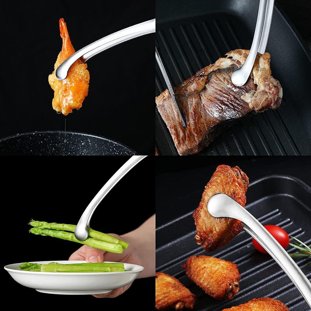 CMD Yakiniku und BBQ Zangen, Edelstahl, 3er Set, 25cm, Praktisch für den Heimgebrauch (Rundes Ende)