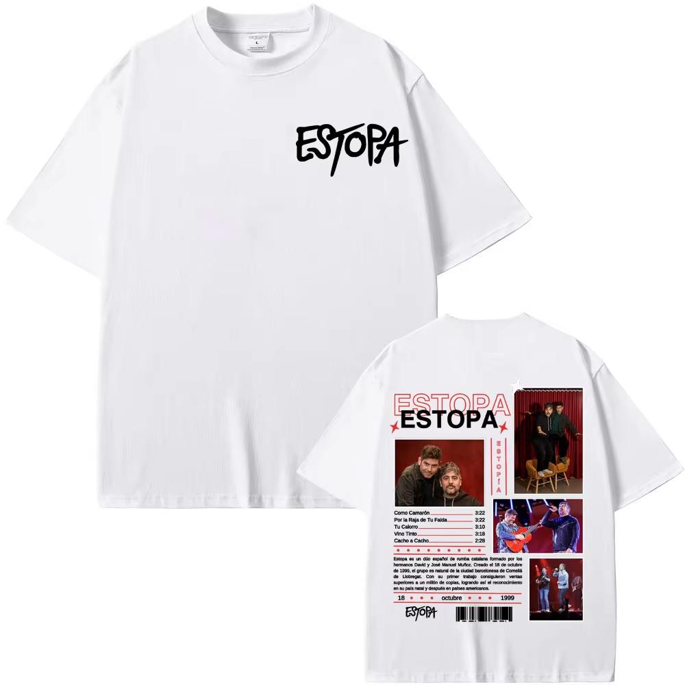 

Rapper Estopa 2026 Tour Graphic T Shirts Unisex Women Harajuku Vintage Hip Hop Street Tshirts Male Casual Crewneck Cotton T Shirt S