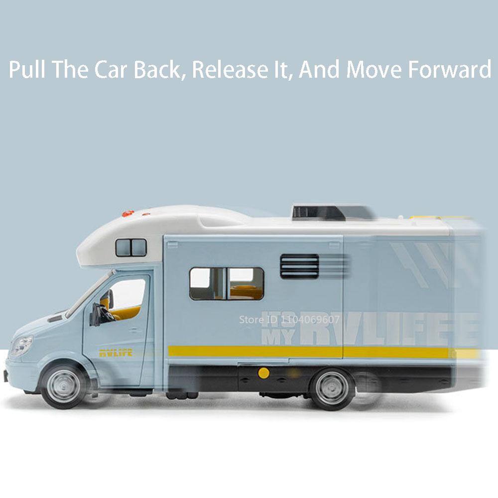1:32 Scale Camping Rv Alloy Diecast F150 Car Model Miniature Toys Sound Light Doors Opened Pull Back Festival Gifts For Kids