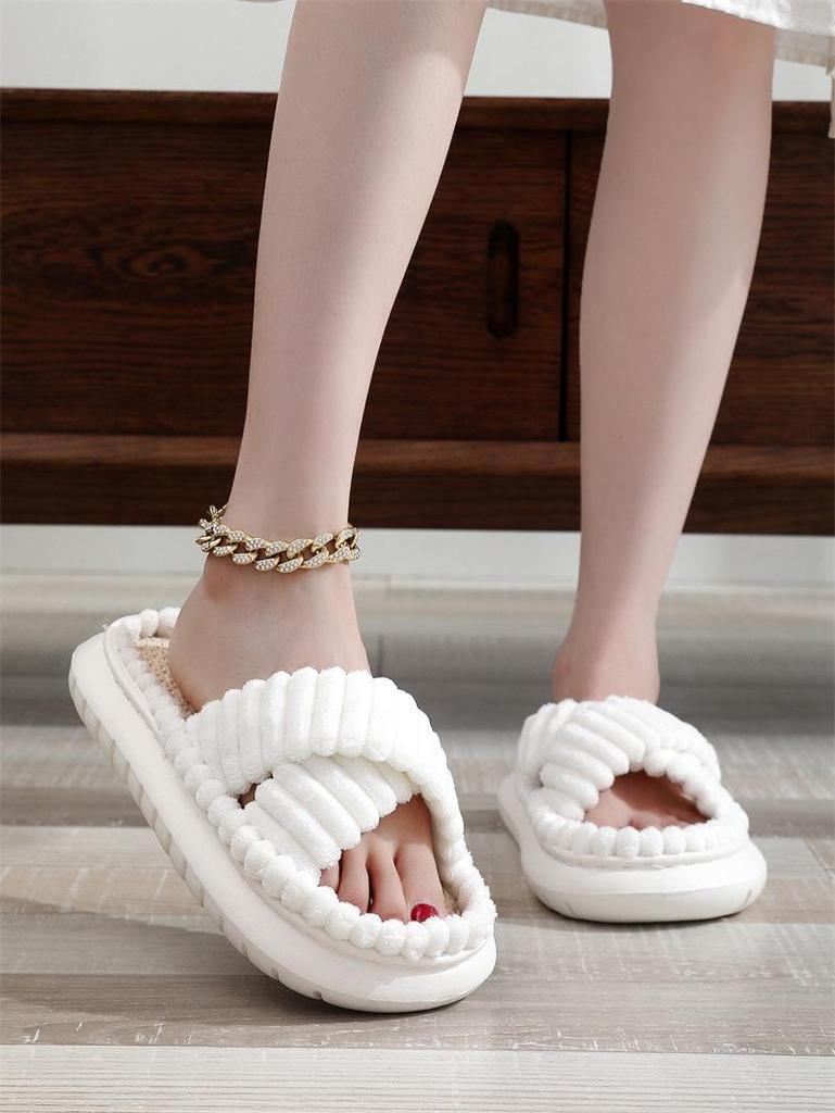 2023 Women's Suede & Furry Flat-Bottom Casual Slippers