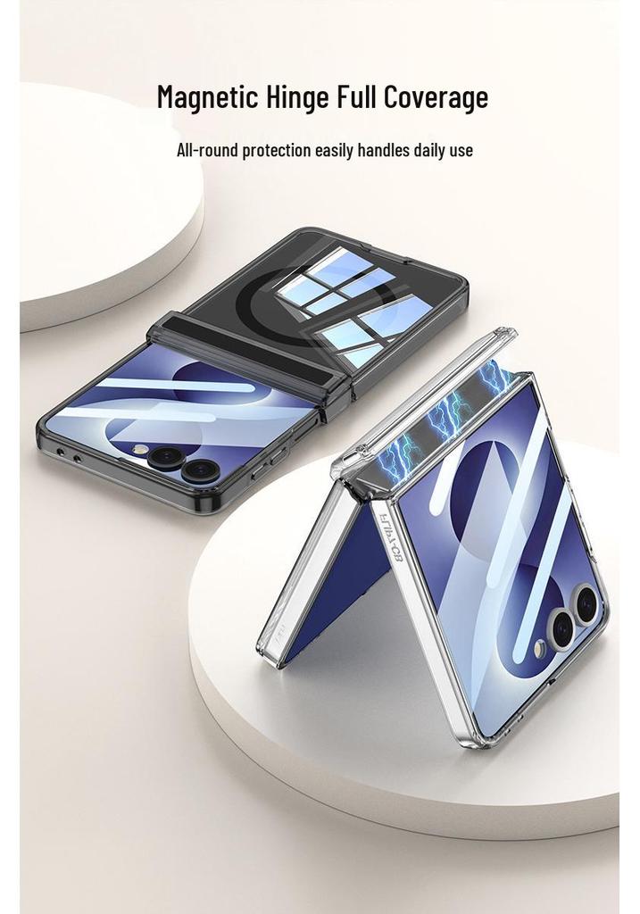 Samsung Z Flip 8 Case: Transparent, Magnetic, Wireless Charging, Soft Airbag Design, Solid Color.