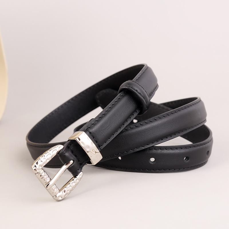 

Женский тонкий ремень из первого слоя коровьей кожи, простая декоративная пряжка в виде маленького седла, 100, с юбкой 100cm чёрный