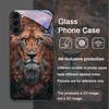 Luxurious Lion Pattern Tempered Glass Phone Case for Samsung Galaxy S25 Ultra S24 S23 Plus S22 S21 S20 FE M55 M54 5G Back Cover