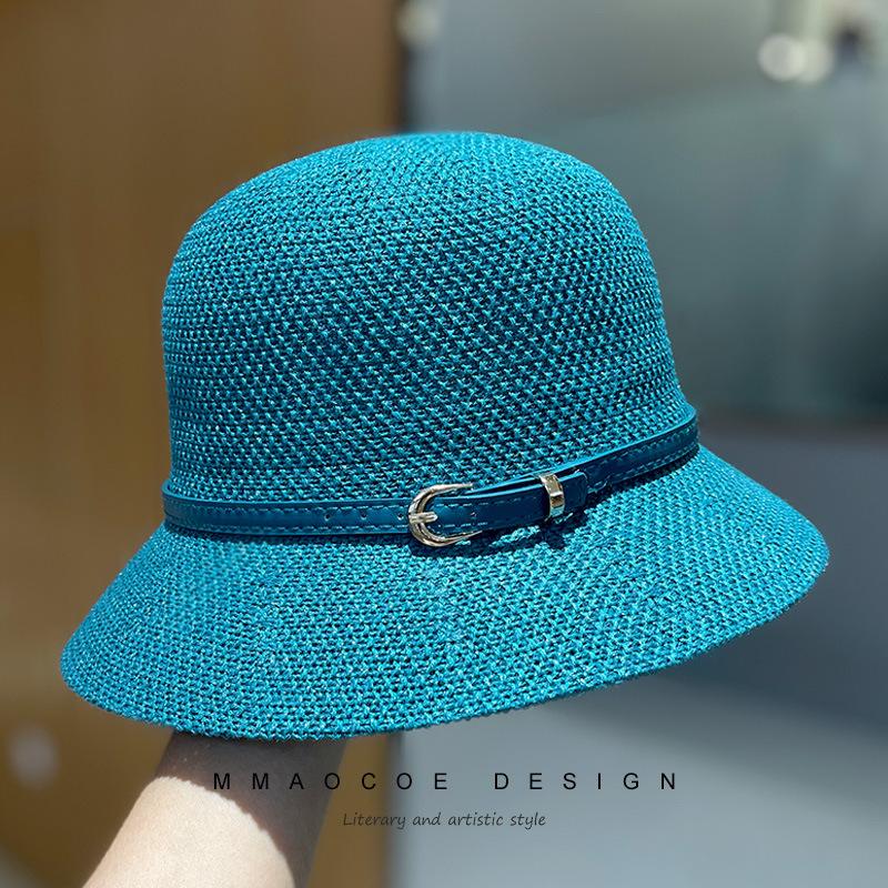 Sunscreen hat women's new spring and summer bucket hat foldable fashion show young sun hat woven straw hat