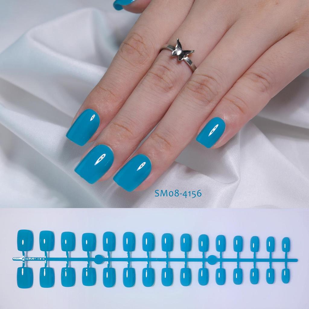 Autumn & Winter Solid Color Short Square Nails - 30 Pre-made Pieces in Striped Bag