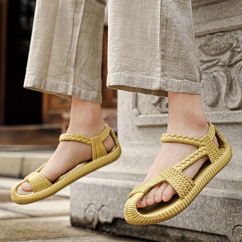 Vintage Inspired Women's Flat Sandals Solid Color EVA Material Roman Ethnic Styles for Beach and Streetwear