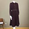 Autumn Elegant Waist-Cinching Slim Mid-Length Dress