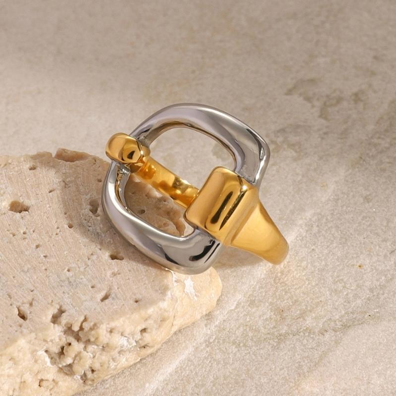 Irregular Geometric Opening Ring Gold and Silver Tone Letter D Ring for Stylish Women Waterproof Finger Jewelry