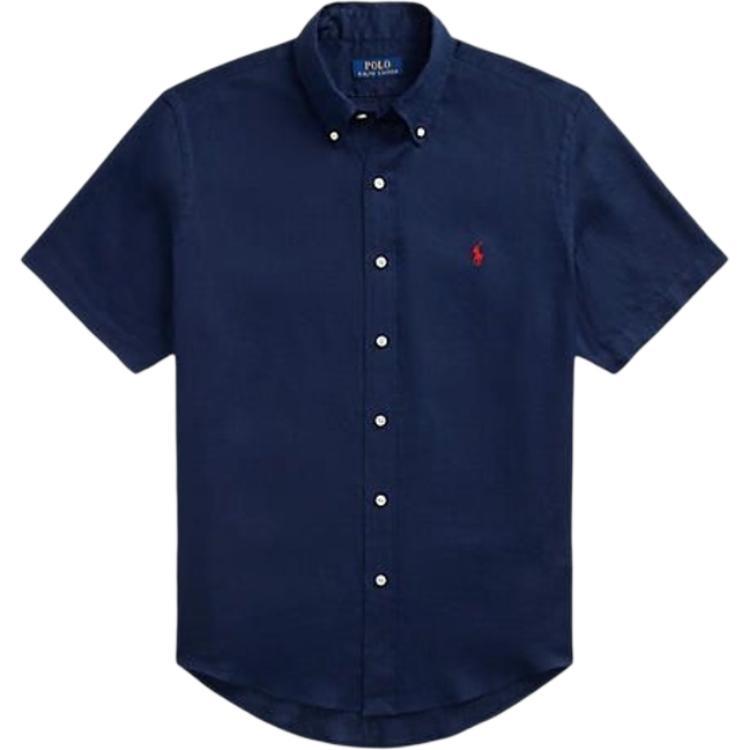 Polo Ralph Lauren Logo Embroidered Single Button Short Sleeve Shirt Classic Edition Men shirts 710978347-001