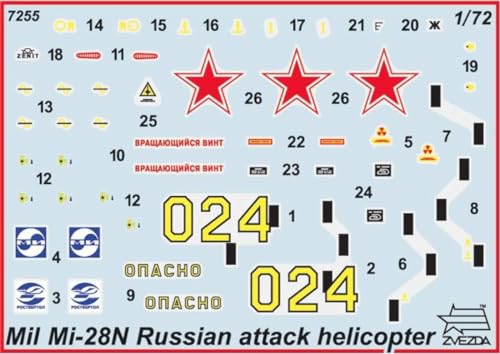 Zvezda 1/72 Scale Russian Air Force Mil Mi-28NE Attack Helicopter Night Havoc Plastic Model Kit ZV7255