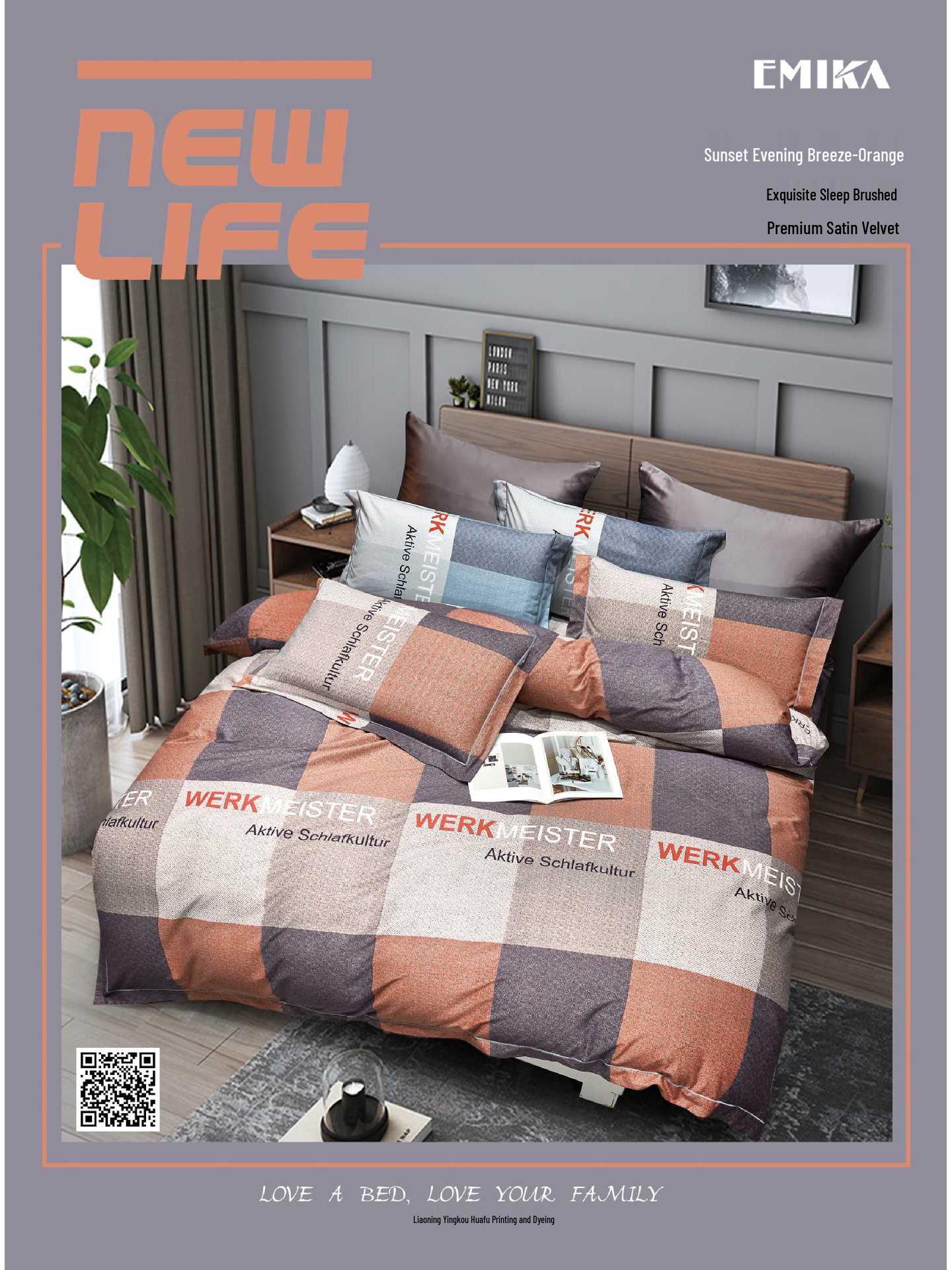 

Комплект постельного белья из чистого хлопка с начесом с принтом - Четыре предмета Full Process Thickened Brushed Cotton