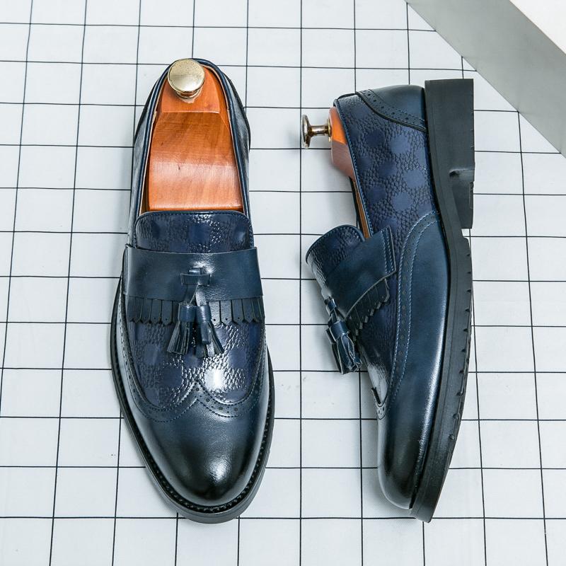 

Роскошные мужские туфли с кисточками, пэчворк, из лакированной кожи, дизайнерские туфли-лоферы, мокасины, свадебная обувь, zapatos hombre 46 синий