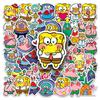 51-Piece Cute Cartoon SpongeBob, Patrick, and Mr. Krabs Waterproof Stickers Set for Journals