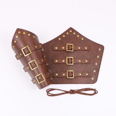 Leather Gauntlet Wristband Viking Leather Arm Guard Medieval Armor Bracers Leather Armband Wrist Guards Cosplay(Single