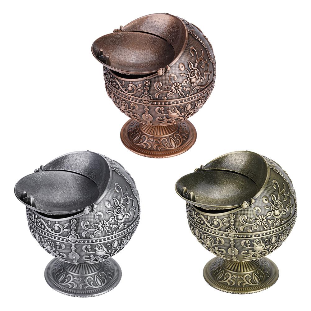 Dauerhaft Vintage Globe Ashtray - Metal Stamped Pattern Decorative Bowl Copper Castle