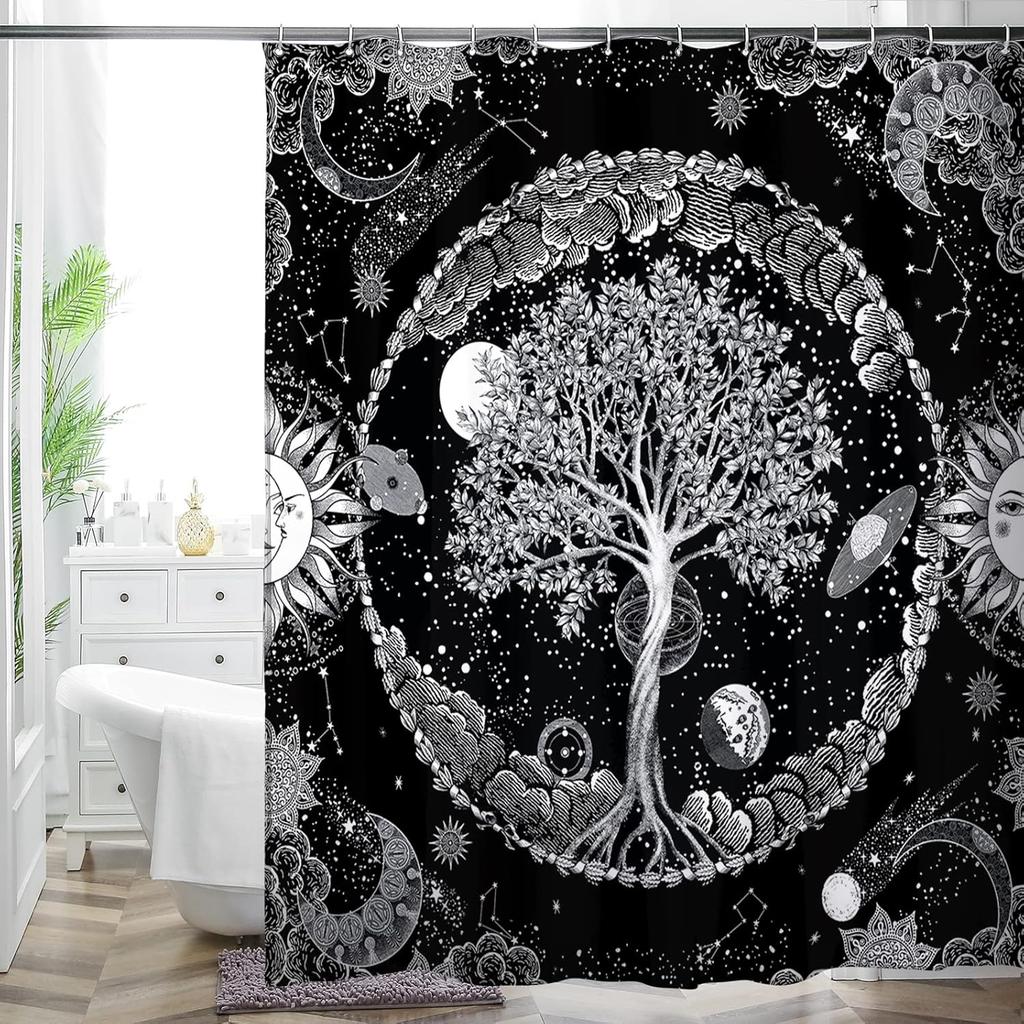 Bohemian Bathroom Shower Curtain Colorful Floral Printed Polyester Fabric Shower Curtain For Bathroom Decoration