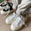 Platform Canvas Shoes Women's Dissolving Shoes Cute Japanese Big Head Shoes 2025 Spring New Student Versatile Little White Shoes Women