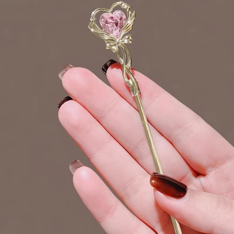 1pc Magic Wand Girl Hairpin Daily Simple Fashion Hairpin Elegant Heart Hairpin Girl's Heart Hair Accessories for Women