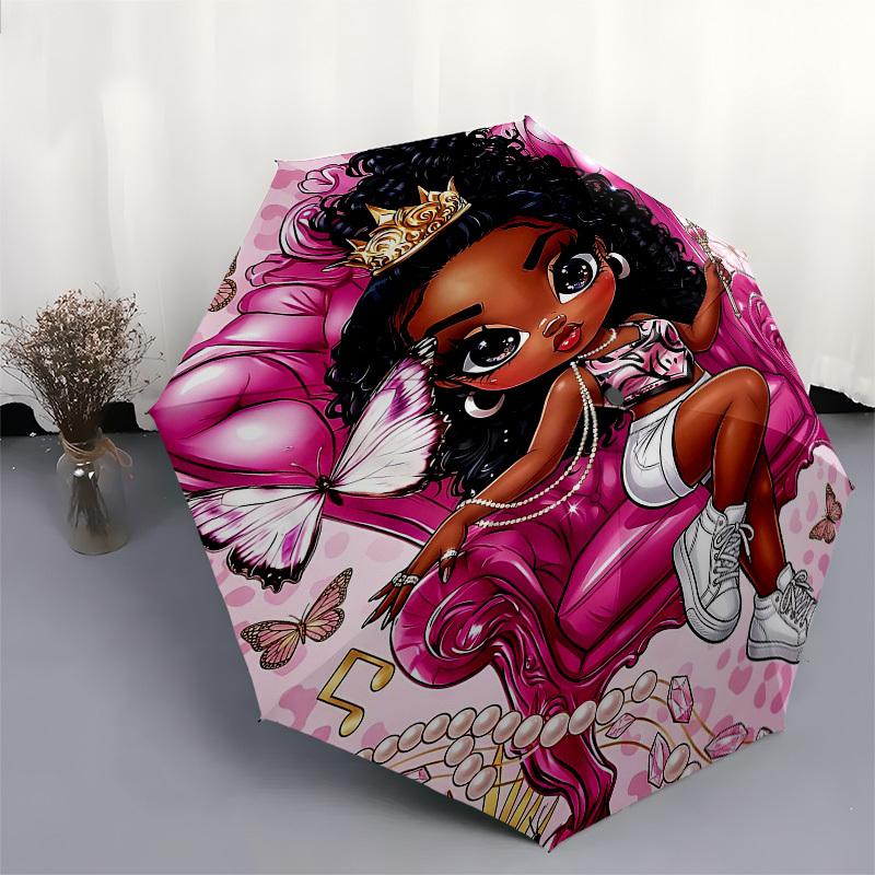 1PC Princess Butterfly Umbrella-8-Rib Reinforced, Automatic Open, Lightweight & Durable, Fashion Accessory for Outdoor, Beach L0389