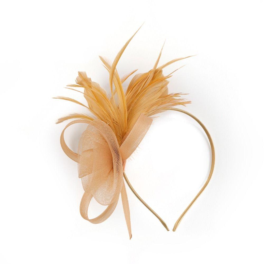 Formal Dress Feathers Mesh Headband Luxury Fascinator Headdress Small Top Hat Headband  Bride