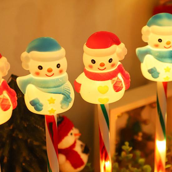 Solar Christmas Lawn Lights Santa Snowman Stake Lamps for Yard Outdoor Warm White LED Garden Lighting