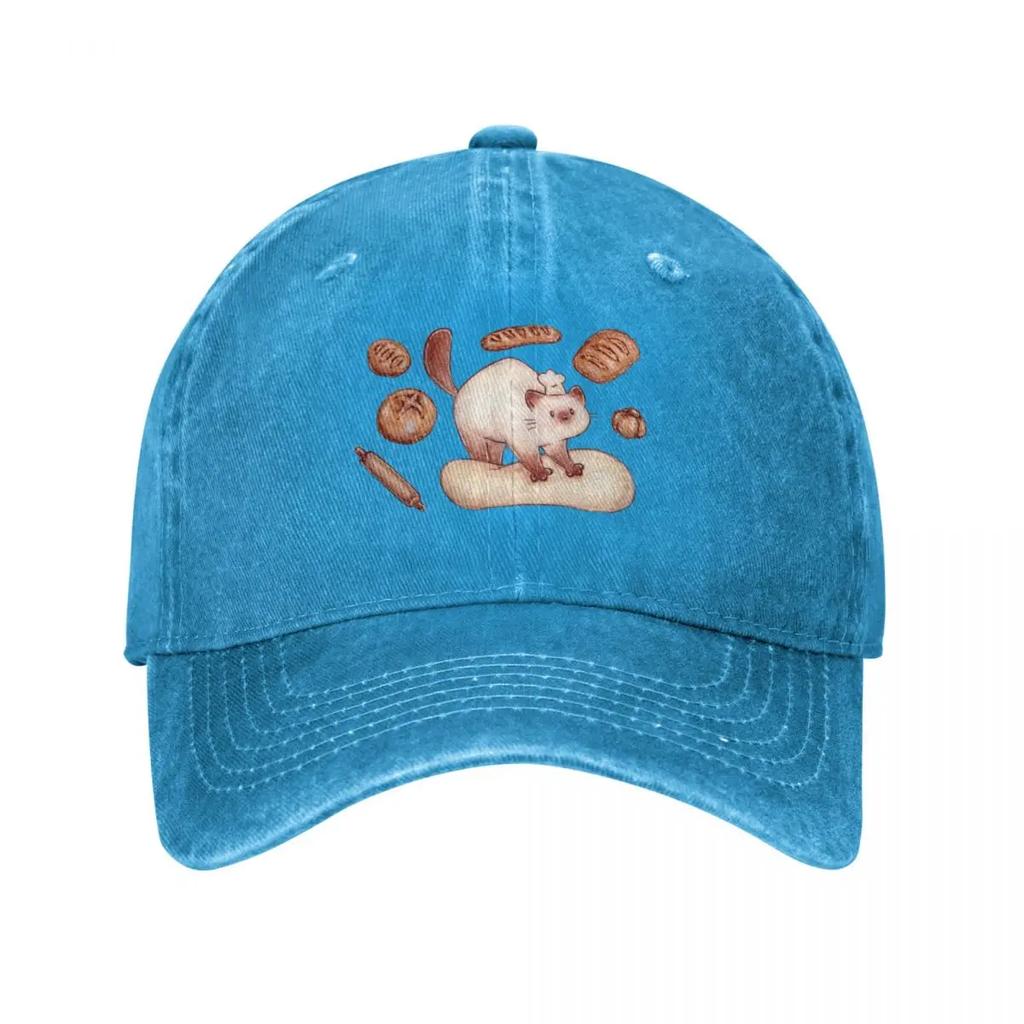 Bakery cat kneading bread Baseball Cap Streetwear Ball Cap Golf luxury caps Womens Beach Unisexs