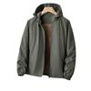 Mens Windproof Waterproof Fleece-Lined Cycling Jacket Winter Outdoor Sport Coat Hooded Loose Fit