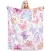 Butterfly Blanket Butterfly Gifts for Women Girls Super Soft Cozy Pink Butterflies Throw Blanket Warm Fuzzy Plush Fleece Bedding Decor Blanket for