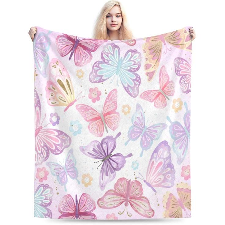Butterfly Blanket Butterfly Gifts for Women Girls Super Soft Cozy Pink Butterflies Throw Blanket Warm Fuzzy Plush Fleece Bedding Decor Blanket for