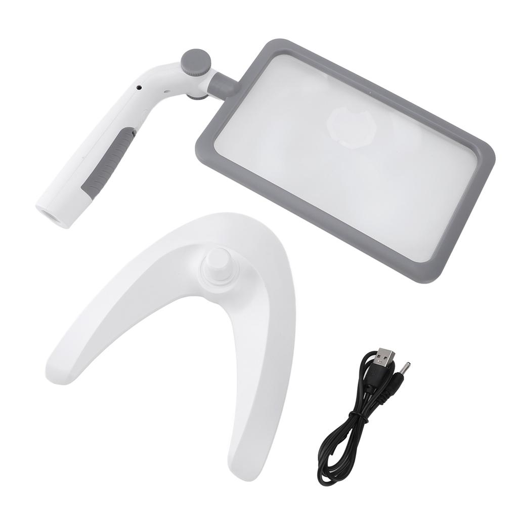 Magnifying Glass with Light Stand 48 LEDs 2.5X Rotating 3 Color Temp Adjustable Magnifier for Readin