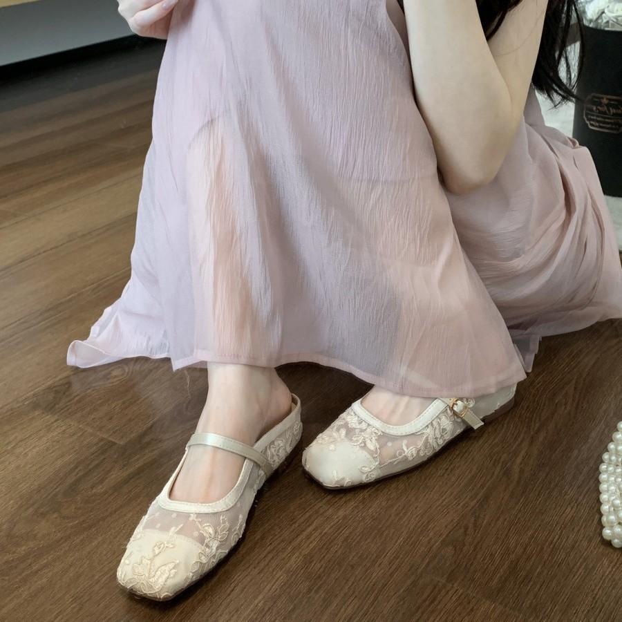 Knock Beauty Fairy Style Kitten Heel Temperament Pointed Mesh Bag Head High Heels 2025 Summer Fashion Korean Version of Sandals Women