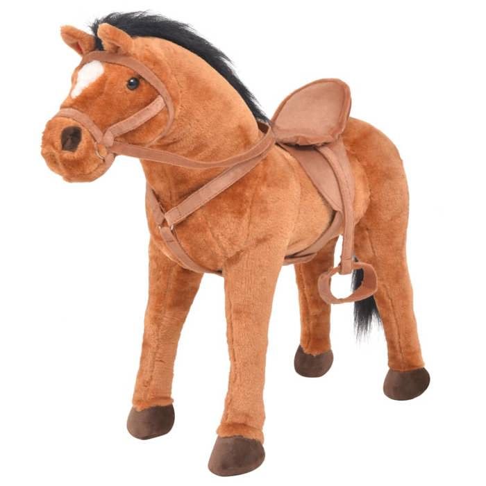 Jouet en peluche - VIDAXL - Cheval Marron - 64 cm - Fonction sonore - Pour enfants à partir de 3 ans