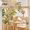 Non-slip Bird Perch Parrot Swing Perch, Solid Wood Pole, Wooden Blocks And Toy Natural Beads Arch, Unpainted for Small Medium Parrots Climbing