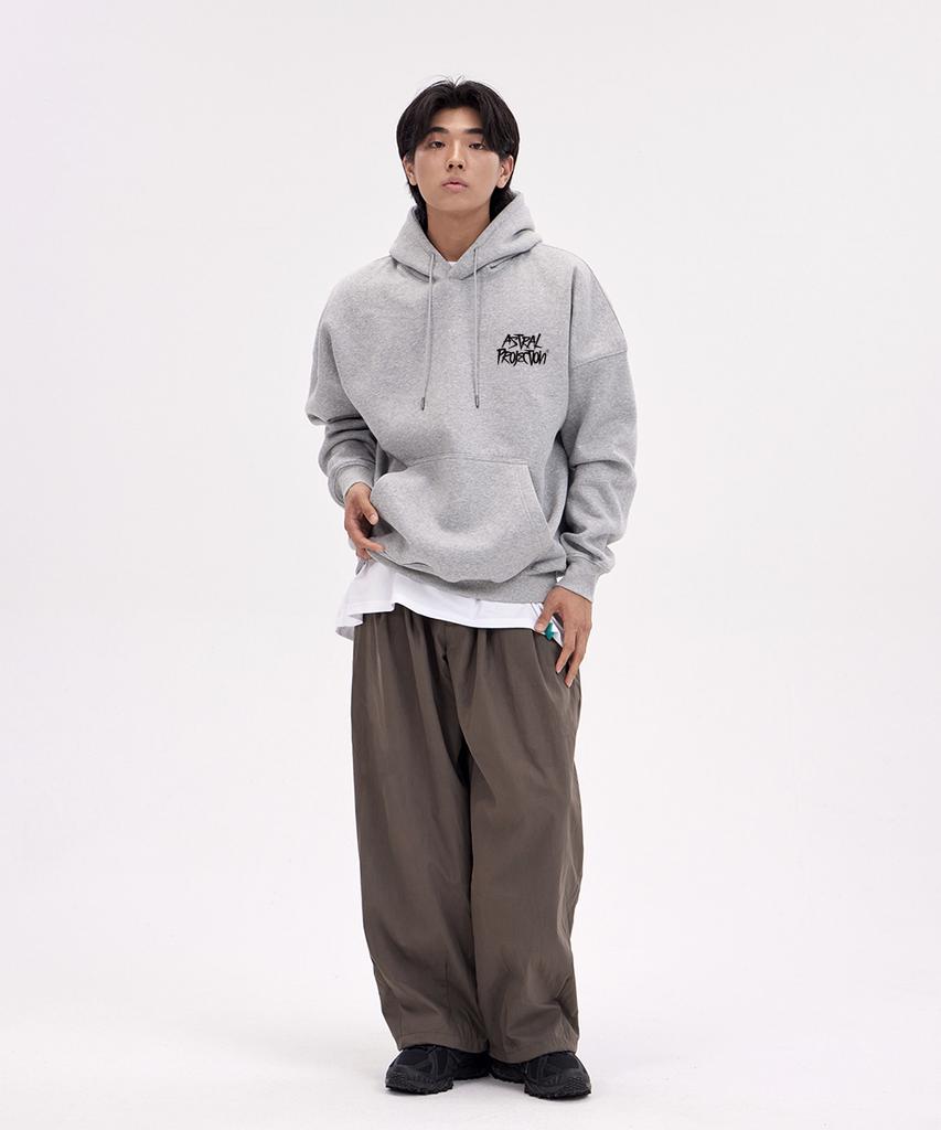 Graffiti Lettering Oversized Wide Shoulder Hoodie_Melange