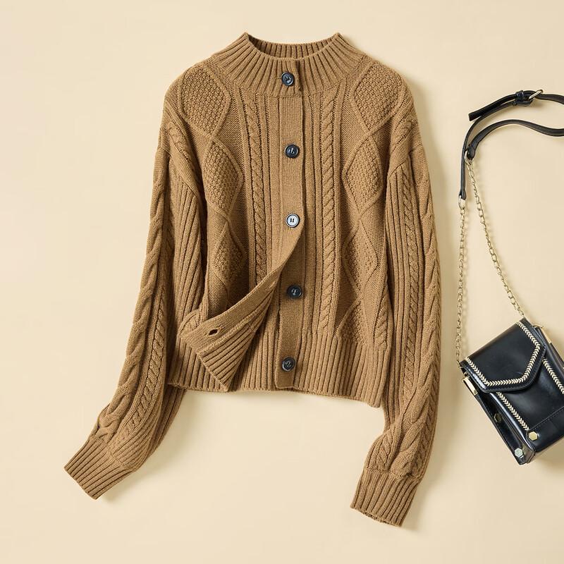 Golden Chrysanthemum Women s Thickened Wool Blend Cardigan M