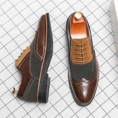 Britischer Gentleman Spitz Wildleder Gemischt Patchwork Schnürschuhe Schuhe für Herren Oxfords Designer Mokassins Hochzeitsschuhe