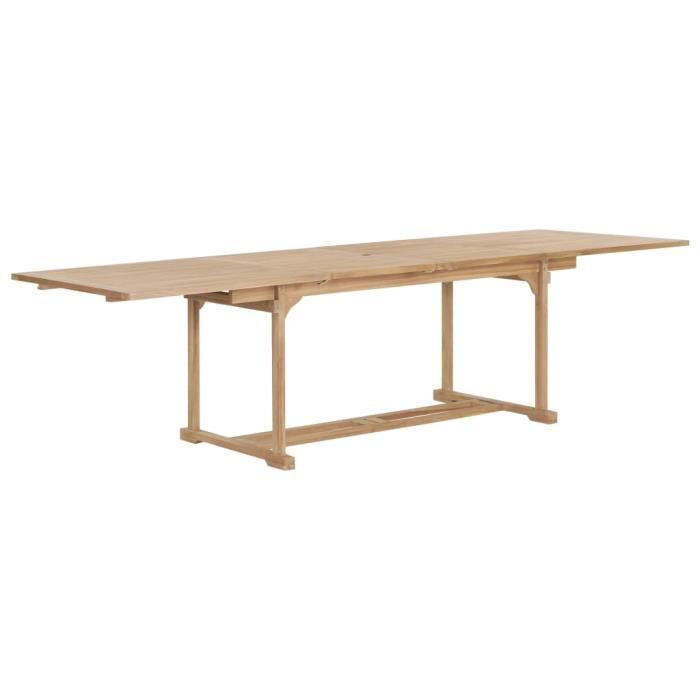 VidaXL Table extensible de jardin 180-280x100x75 cm Teck solide