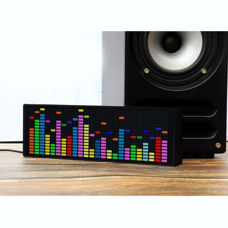 LED Music Spectrum Display RGB Colorful 1624 Segment Rhythm Light Level Voice Sensor Clock Display 384 LEDs 20 Dynamic