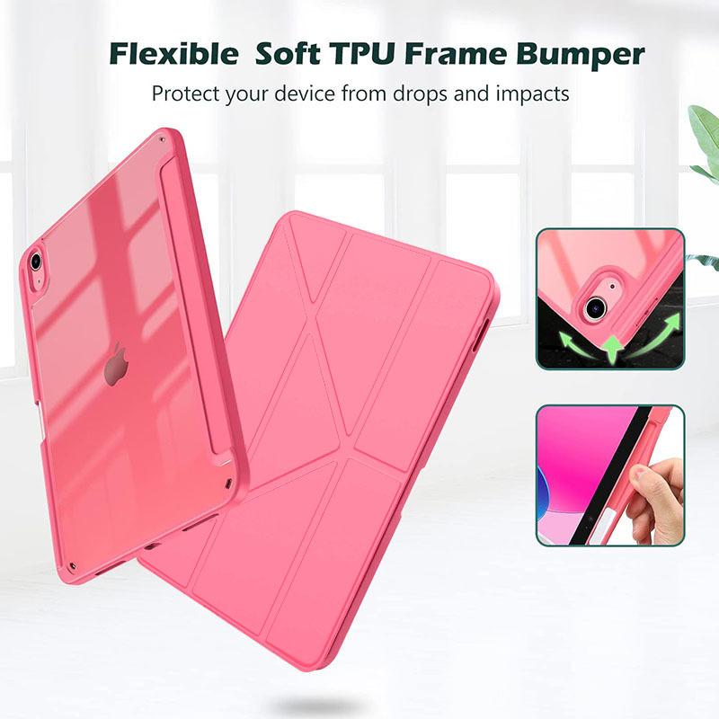 Y-Folding PU Leather Stand Case for IPad A16 11 10 12 Th Generation 11 10.9 Inch 2026 Auto Sleep Smart Clear Pencil Holder Cover