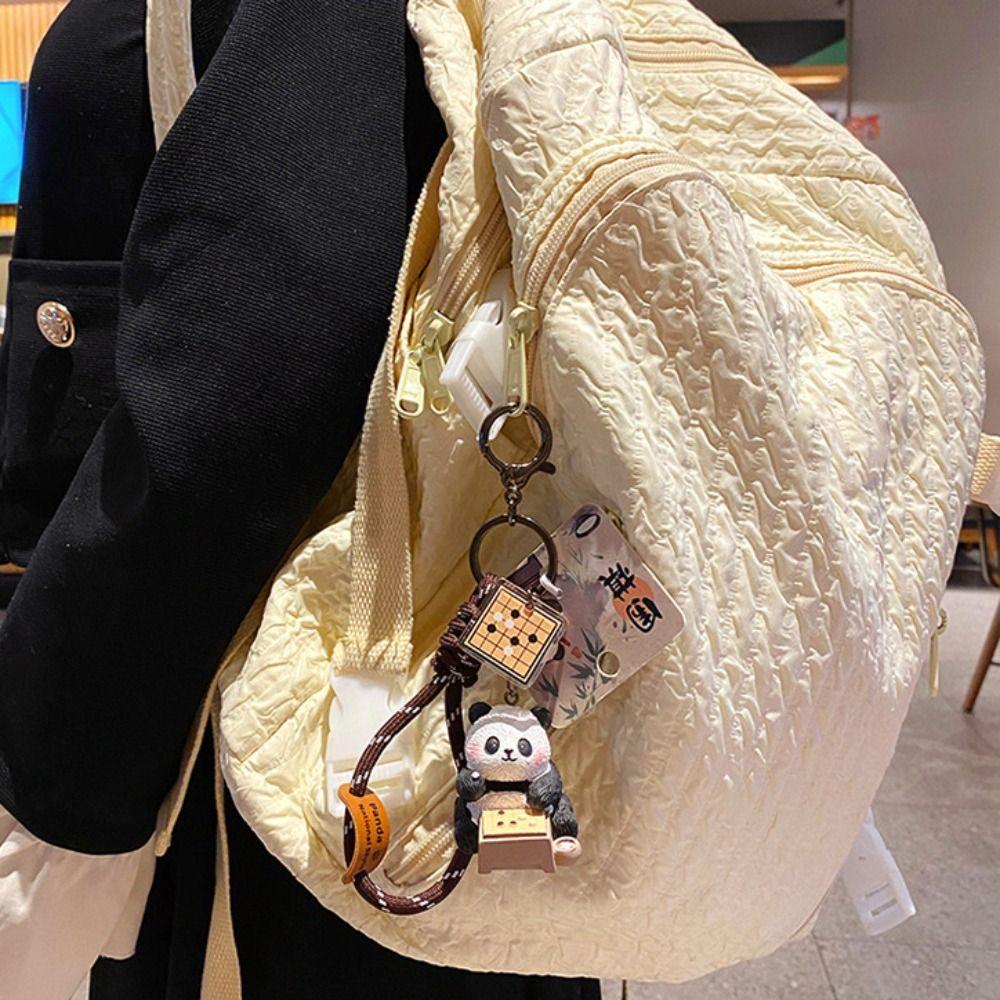 Kawaii Panda Keychain Chinese Style Car Key Ring Creative Panda Dolls Pendant  Key Decor