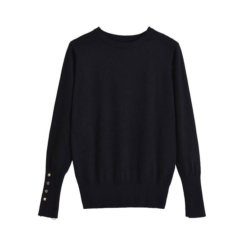 Fashion Style 2024 Autumn New Women's Clothing Easiest for Match Plain Stitch Basic round Neck Long Sleeves Knitwear 8851170